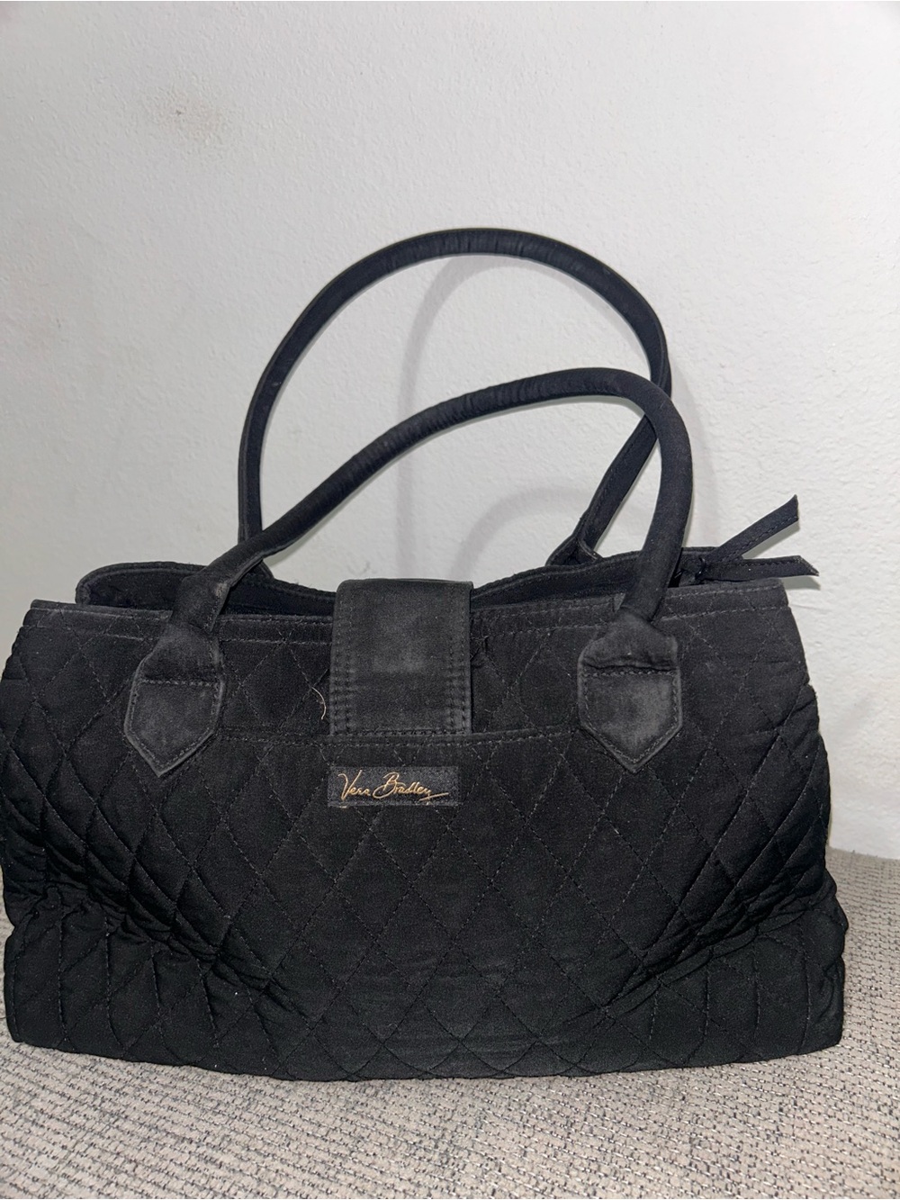 Vera Bradley Black Quilted Double-Handle Tote